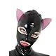 GREEFEI Latex Haubenmaske mit Katzenohren,Naturkautschuk Maske mit Nasenlochöffnung zum Atmen,Handgefertigtes Zubehör Unisex L
