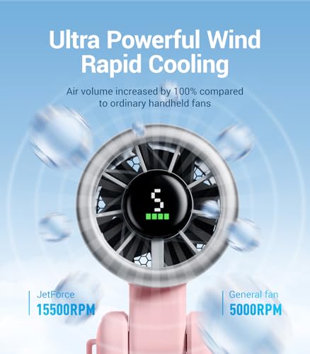 Image of Diveblues Portable Handheld Turbo Fan, 5 Gear Wind, Battery Operated, Up to 12 Working Hours, 3 IN 1 Hand Fan with Air Turbo Tech Cooling Fan for Outdoor Activities, Travel, Working