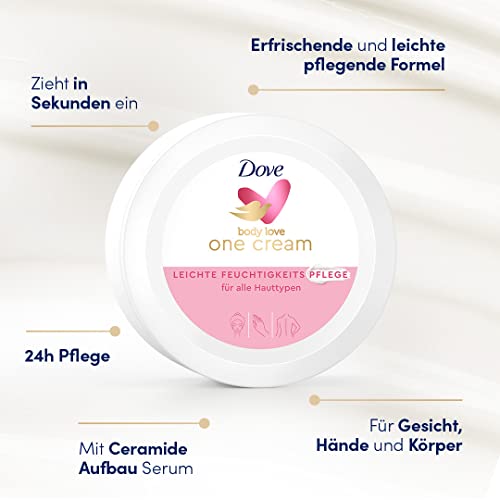 Dove Body Love One Cream Leichte Feuchtigkeitspflege Body Cream für Gesicht, Hände und Körper für alle Hauttypen 250 ml 1 Stück – Ansicht 6