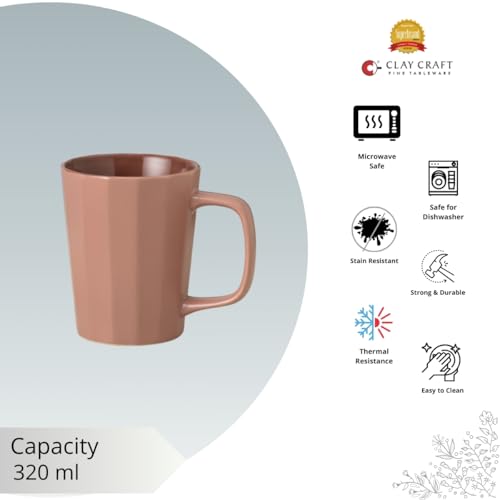 Image of Clay Craft Fine Ceramic Armada Microwave Safe Coffee & Milk Mug, 320Ml, 1 Piece, Lilac, Mug for Coffee, Ideal for Gifting, Perfect for Home & Office