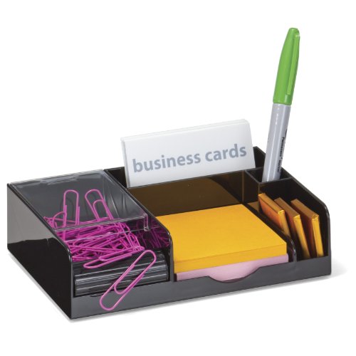 Officemate OIC Versa Plus Magnetic Clip Dispenser, Business Card Holder and Organizer, 5 Compartments, Black (23162)