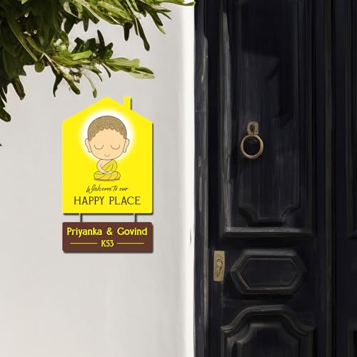 Image of BEE CREATIVE Laser Cutting Customised Name Plate for Home Entrance - (Bodhi) | Modern Acrylic Name Plate for Main Door, Indoor Name Board, Stylish Design for Flats, Apartments & Villas