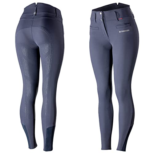 B Vertigo Tiffany Women's High Waist Moisture-Wicking Silicone Full Seat Riding Breeches with Four-Way Stretch - Dark Navy - 34