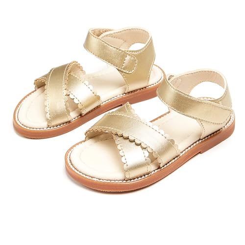 Image of PHIRAMIN Toddler Girl Sandals - Flower Girl Dress Shoes Open Toe Little Kid Flats