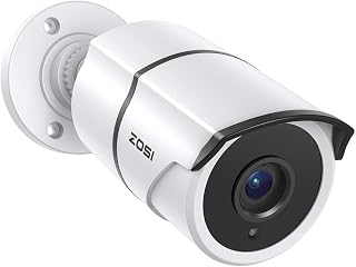 ZOSI 2MP 1080P HD-TVI CCTV Home Security Camera with Audio, Built-in Mic, IP66 Weatherproof, Night Vision, Indoor Outdoor Surveillance Camera, Only Compatible for ZOSI 3K Lite Analog DVR - White