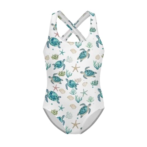 Image of One Piece Swimsuit for Girls Kids Quick Dry Bathing Suit with Crossback Strap Summer Beach Swimwear Size 5T-14