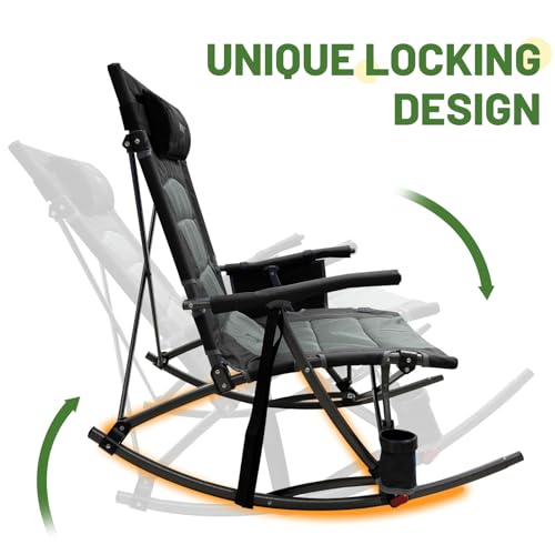 Silla de camping plegable WKFAMOUT con asiento alto 13.8" y reposapiés, silla mecedora grande con bolsa de transporte para jardín y patio, soporta 300 lbs miniatura 3