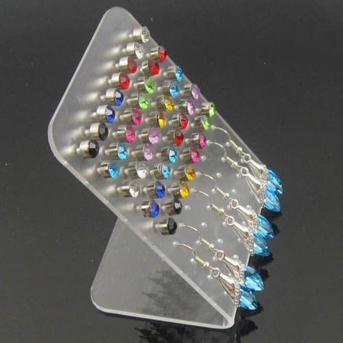 Image of Earrings Holder Acrylic Jewelry Display Rack Stud Earring Organizer for Woman Jewelry (72 Holes transparent pack of 4)