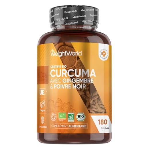 Curcuma Bio 1520 mg avec Poivre Noir et Gingembre Bio - 180 gélules Vegan - 3 mois WeightWorld | Curcumine Bio | Organic Turmeric Black Pepper Ginger | Curcuma Bio Gélule Haute Absorption