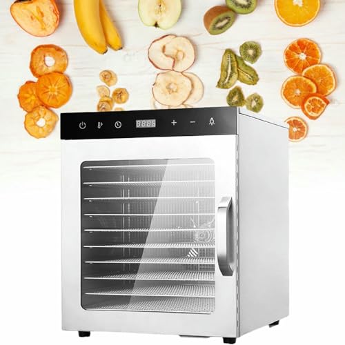 SRFTT Secador de Alimentos de 800 W para Frutas, Carnes y Verduras, con Temperatura Ajustable de 86 a 194 °F y Control de Tiempo Digital de 0 a 24 Horas.