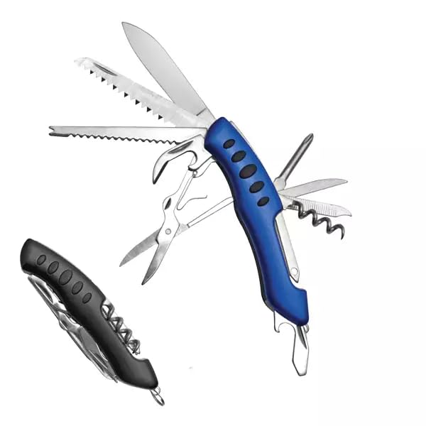 Canivete Multiuso 11 Funções Preto – Compacto, Prático e Ideal para Camping e Pesca!