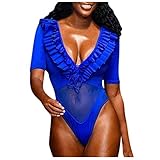 Lazzboy Badeanzug Frauen African Print Bikini Set Bademode Push-up Gepolsterte BH Beachwear(Blau,XL)