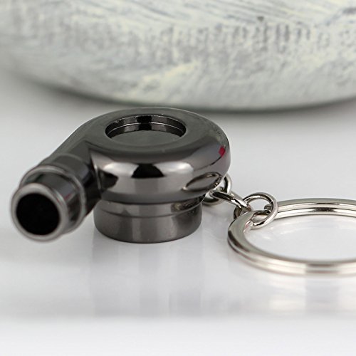 Image of maycom Creative Spinning New Chrome Polished Gunmetal Black Turbo Turbocharger Keychain Key Chain Ring Keyring Keyfob,make Whistle Sound