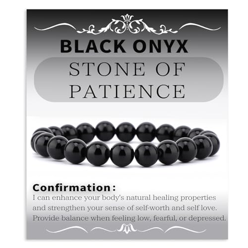 Bymitel 8mm Black Onyx - Handmade Reiki Gemstone Stretch Bracelet, Natural Beauty & Spiritual Essence, Crystal Healing for Unisex Adults