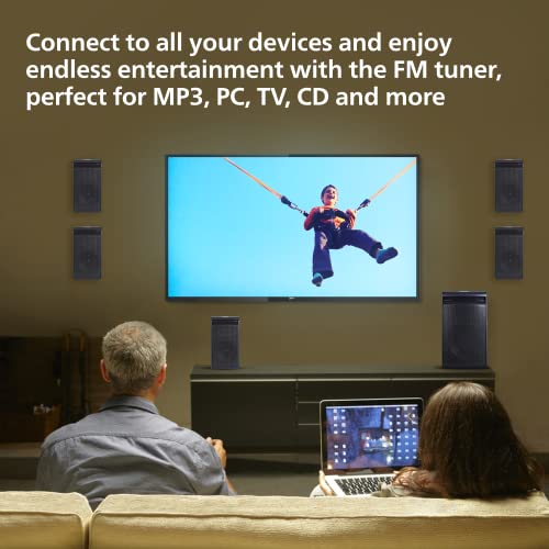 Image of Philips Audio TAV5557 5.1 Channel 80W Bluetooth Multimedia Speaker System with 5x15W Satellite Speakers, Multi-Connectivity Option with Supporting USB, AUX, FM & Remote Control (Black)