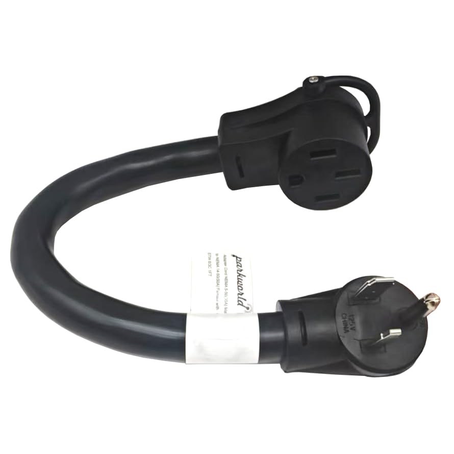 Parkworld 885811 RV Adapter Cord NEMA 5-50P to NEMA 14-50R (only for RV use, Two hots bridged) 125V, 6250W