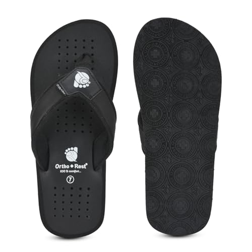 Image of Ortho + Rest Men's Flip Flops, Slippers For Men Daily Use | Soft Cushioned, Anti Skid, Lightweight Casual Chappal, Orthopedic Diabetic Comfortable Footwear, Breathable Cushion Flipflops