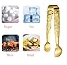 2 Pcs Ice Tongs, 4.1 Inch Gold Figure Stainless Steel Sugar Cube Tongs for Bar, Desserts, Tea, Coffee Party and Appetizers (2, gold)