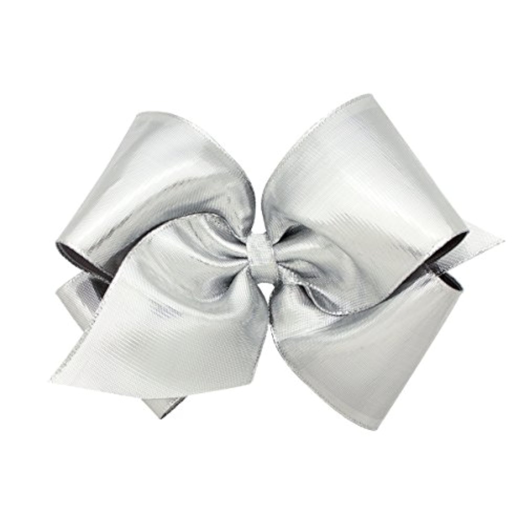 Silver Metallic Overlay Girl's Hair Bow