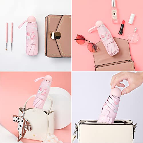 Time Lover Compact Travel Sun & Rain Umbrella Windproof Portable Mini Folding Umbrella For Girls Women (Peach) #TOP5