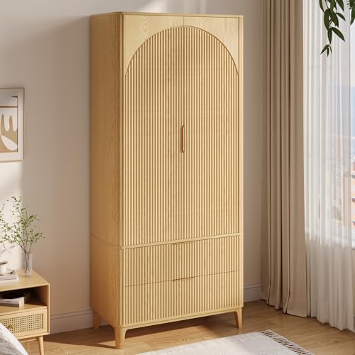 Oxirth 70.1" Arched Wooden Armoire Wardrobe Closet with 2 Doors