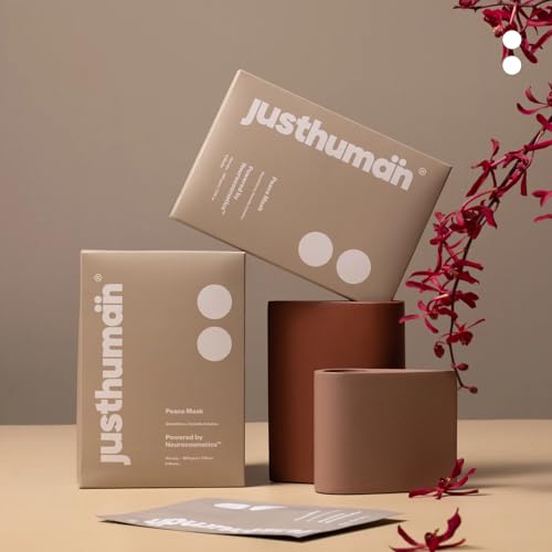 Image of Justhuman Peace Mask, Made in Korea, Neurocosmetic Restorative Sheet Mask for Calming, Hydrating & Brightening Skin | Glutathione + Niacinamide + Centella | Vegan & Cruelty-Free | Pack of 8