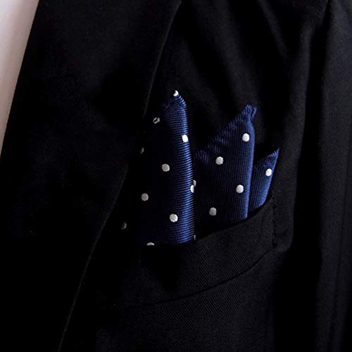 MOHSLEE Men's Polka Dots Silk Suit Cravat Tie Woven Fancy Ascot Handkerchief Set