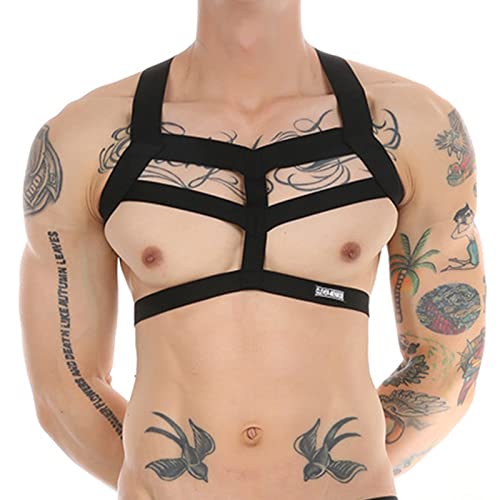 Image of Mens Harness Belt Nylon Elastic Body Shoulder Strap Sexy Halter Club Wear Cosplay Costume