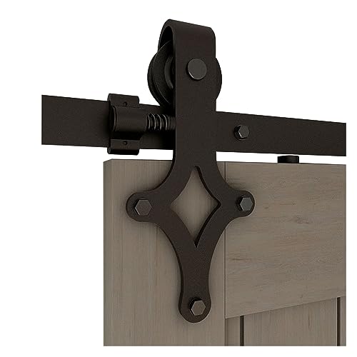 Poulie pour porte coulissante en bois et kit de rails de 6 pieds avec roulettes en losange