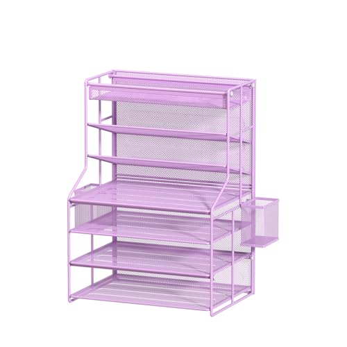 Handimp 7 Tier Desk File Organizer, Purple Metal Document...