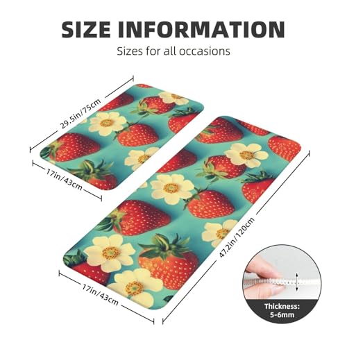 Tapetes de cocina cómodos de 2 piezas con estampado floral para lavandería 4