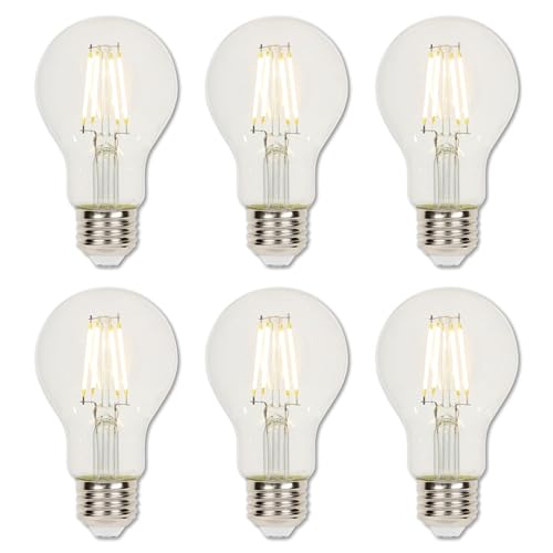 Image of Westinghouse 5257020 4.5 Watt (40 Watt Equivalent) A19 Dimmable Clear Filament LED Light Bulb, Medium Base, 6 Pack