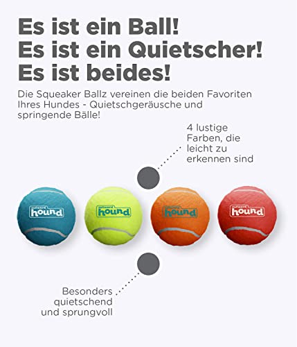 Outward Hound Squeaker Ballz - Hundespielzeug zum Apportieren - Größe S - 4er-Pack