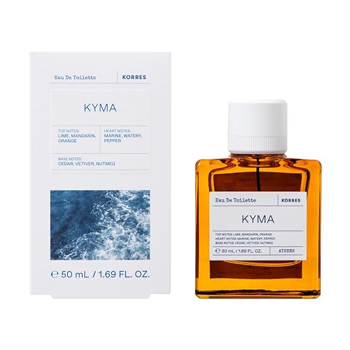 Image of KORRES Kyma Eau de Toilette Spray, Unisex Fresh Fragrance, 1.69 Fl Oz | Lime Mandarin Orange Top Notes, Marine Watery Pepper Heart, Cedar Vetiver Nutmeg Base, Inspired by Greek Waters, Vegan Scent
