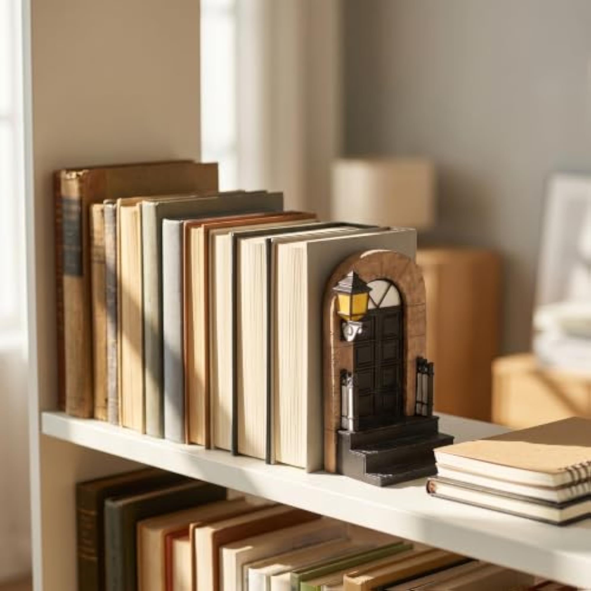 Decorative Bookend with Lighted Lantern