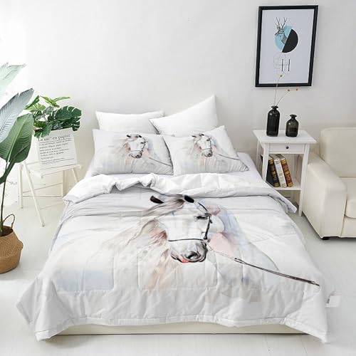Housse de couette 90x190 cm facile à border et infroissable en microfibre cheval - 2