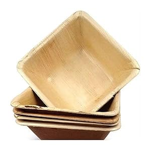 100 Pack Disposable Palm Leaf Bowls 5.5 In, Compostable Serving Bowls For Soup, Salad & Cereal. Heavy Duty & Leak Proof Biodegradble Bowls. Environment Friendly Than Paper Bowls