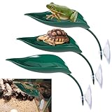 3 Pcs Crested Gecko Hide Crested Gecko Tank Accessories with Suction Cups Grass Green Tree Frog Terrarium Accessories Leaf Shape Leopard Turtle Tank Decor