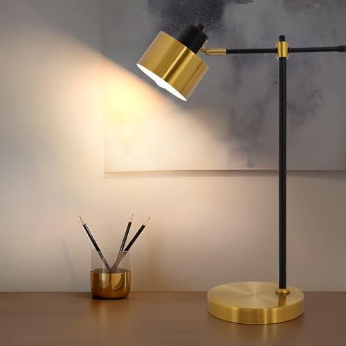 Oyears 22.2 Inch Modern Industrial Desk Lamp For Reading Led Metal Table Lamp Light For Office Bedroom Study Room Living Room Nightstand Bedside Lamps Gold And Matte Black Accent Finish thumb #1