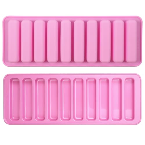 2 Pack Crayon Molds Silicone Oven Safe Candy Bar Molds 10 Cavity Silicone Bar Mold for Cookies Soap Ice Cube Ice Sticks