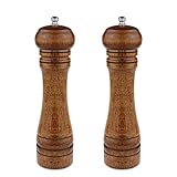 Pfefferschleifer 20 cm Pfeffermühle Eiche Holz Salz Keramik Verstellbarer Grobheit Mühle (2pcs 20 cm)