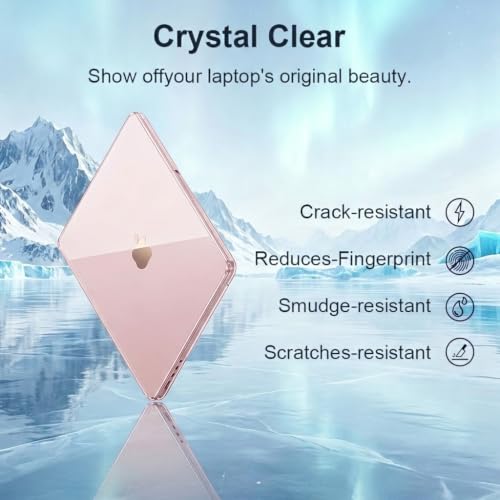 Image of ZORBES Case Cover Compatible with 2026 MacBook Neo A3404, 13 inch Transparent MacBook Neo Cover with Ventilated Heat Dissipation Design, Lightweight Anti Scratch Shockproof Snap On Laptop Cover, Pink
