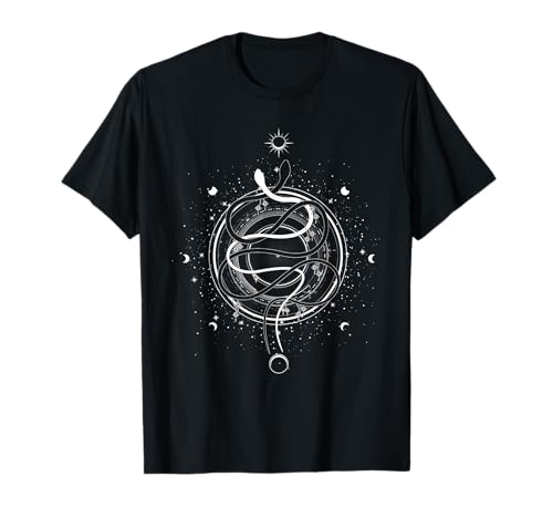 Snakes Moon Phases Occult Athame Wicca Goth Clothes Camiseta