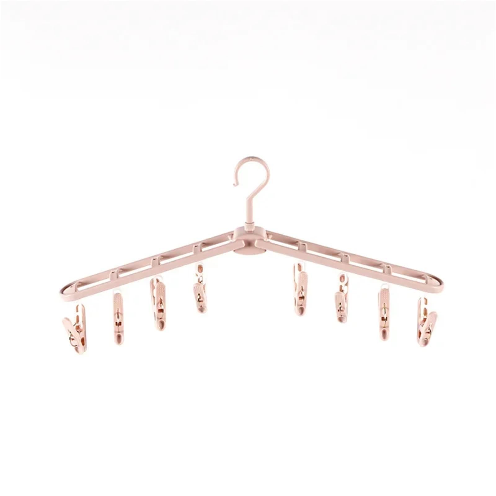 Travel Hangers Collapsible Clothes Drying Rack Travel Shirt Socks Hangers with Clips Foldable Pants Closet Organizer(Pink)