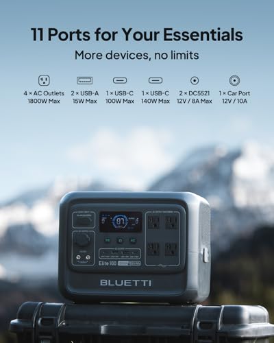 BLUETTI Elite 100 V2 Portable Power Station (2025 New), 1024Wh LiFePO4 Battery Backup w/ 4 1800W AC Outlets (3600W Surge), 35% Smaller, Solar Generator for Camping, Outages, and UPS Backup 5 AI VOLT Generator Website 41YCk9CA4CL. SL500 AI VOLT Generator Website