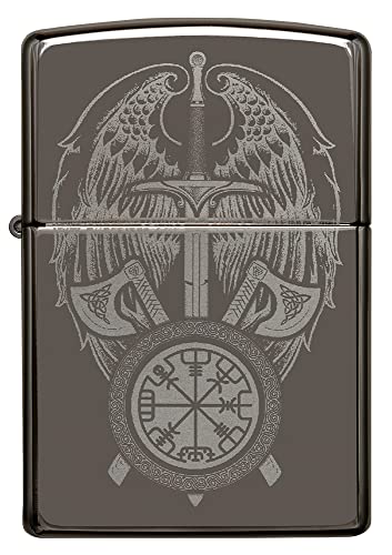 Zippo Encendedor a Prueba de Viento - Wings & Sword Model - Acabado Black Ice con Imagen Fotográfica - Recargable - Reutilizable - Diseño a Prueba de Viento - Caja de Regalo Hecho en EEUU