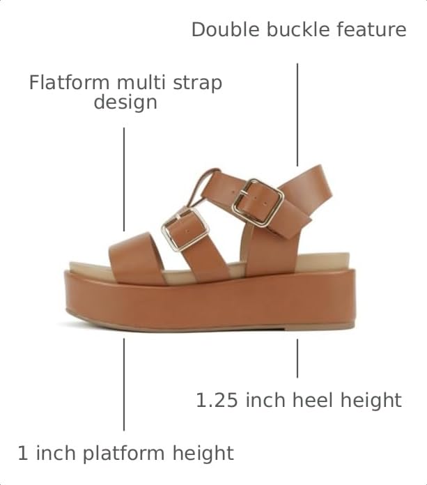 Image of Soda inchSTELLAR inch ~ Women Flatform Multi Strap Double Buckle Open Toe Ankle Strap Platform Wedge Sandals