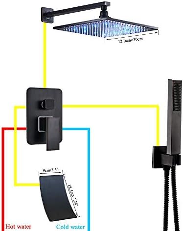 Robinet de douche noir et bronze mat ensemble de bain mural de 10 à 12 pouces - 2