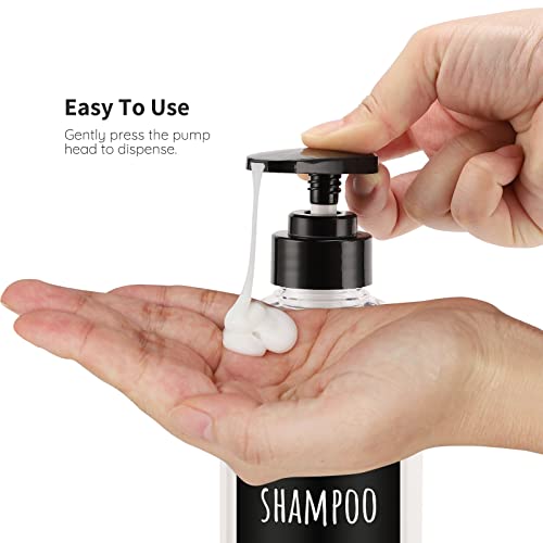 Image of Shampoo Bottles with Labels, Segbeauty 3pcs 16.9oz /500ml Plastic Pump Bottle Dispenser, Empty Refillable Shower Lotion Body Soap Shampoo Conditioner Press Dispenser for Hotel Bathroom Kitchen Clear