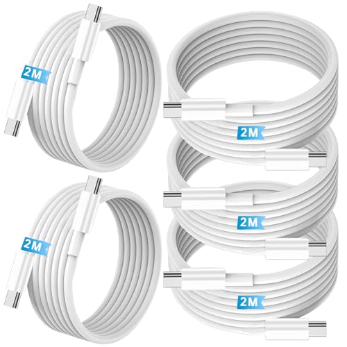 Gartmost [5-Pack] USB C à C 60W Câble de recharge rapide, 480 Transfert de données Mbps * 2M】, PD 3.0 Compatible avec iPhone 17/16/15 Plus Pro Max, MacBook, et plus (blanc)